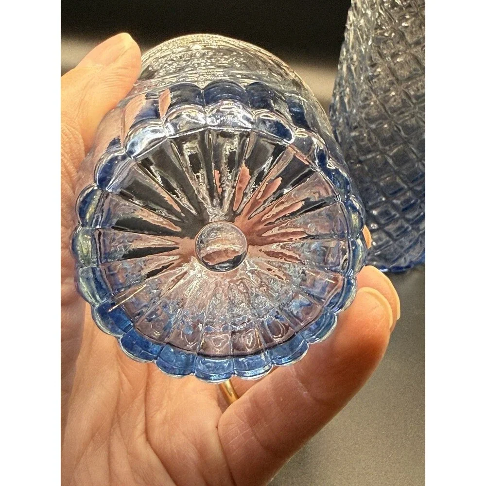 Lot Of 3 Vintage Style Blue Glass Bud Vases Bottles Shabby Chic Cottagecore